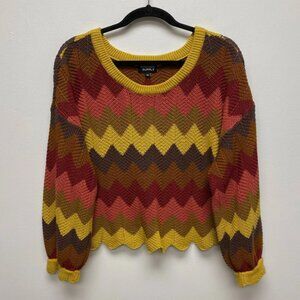 Known Supply Womens Multicolor Herringbone Organic Cotton Knitted Sweater XL New